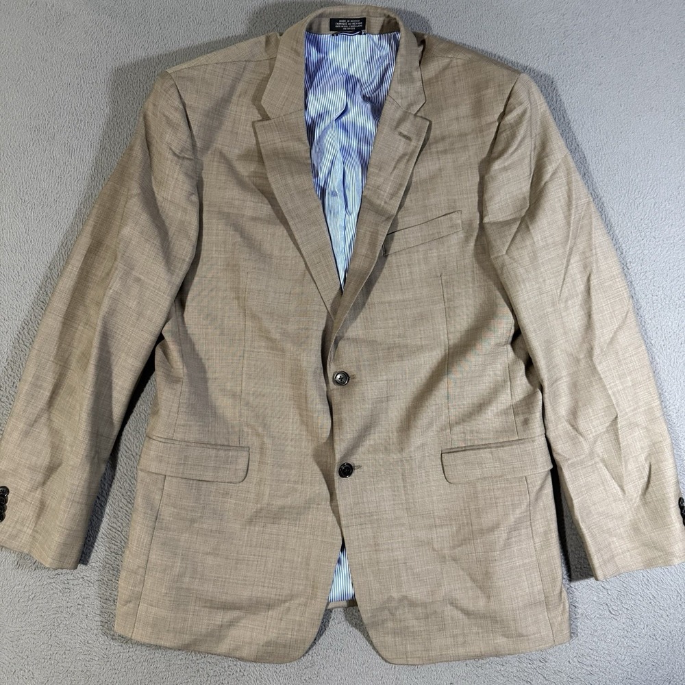 Tommy Hilfiger Jacket Brown Worsted Wool Blazer Sport Coat 44L 2 Button Casual